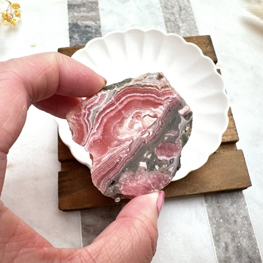 Gorgeous Extra Small Thin Rhodochrosite Slice/Slab